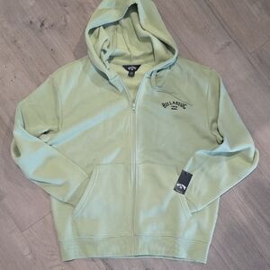 Billabong Surf Men's Light Green Zip-Up Hoodie Sweatshirt